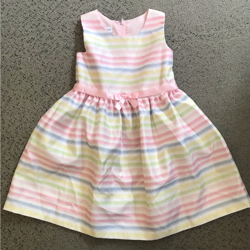 Bonnie Jean Girls' Pastel Stripe Sleeveless Party Dress - Pink
